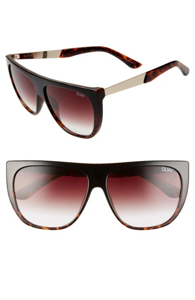 Shop Quay Drama By Day 55mm Square Sunglasses In Black Tortoise/ Brown Fade