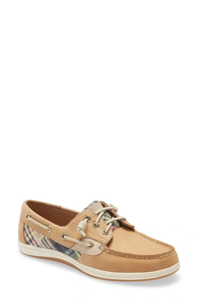 Shop Sperry Songfish Boat Shoe In Tan / Kick Back Plaid Fabric