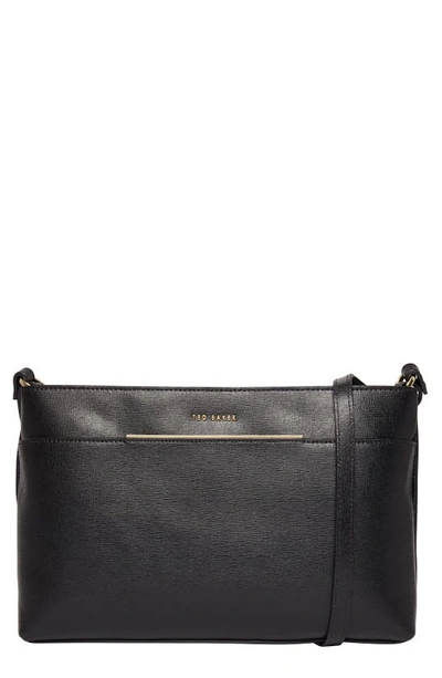 Womens Golnaz - Saffiano Bar Detail Leather Cross Body Bag Black