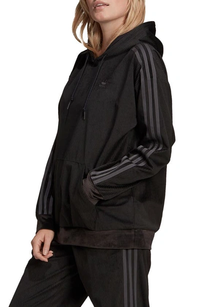 Shop Adidas Originals Corduroy Hoodie In Black