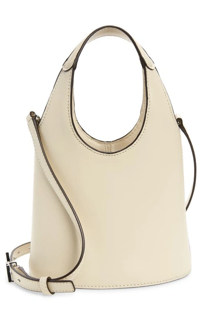 Shop Staud Timmy Leather Crossbody Bucket Bag In Cream