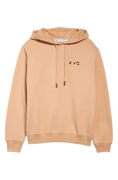 Shop Off-white Logo Oversize Cotton Hoodie In Sand Black