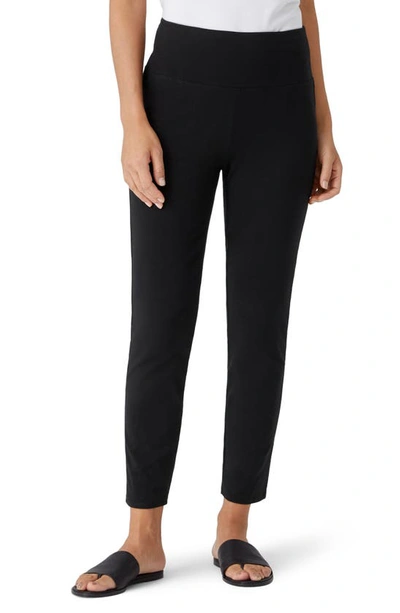 Shop Eileen Fisher High Waist Ankle Organic Cotton Pants In Black