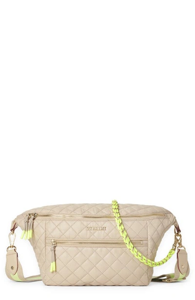 Mz Wallace Crosby Quilted Nylon Sling Bag In Sesame/neon Yellow | ModeSens