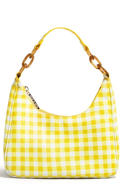 Shop House Of Want Newbie Vegan Leather Shoulder Bag In Yellow Gingham