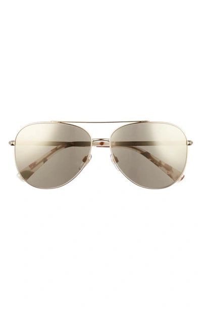 Shop Valentino Havana Gold 60mm Aviator Sunglasses In Pale Gold/ Mirror Gold