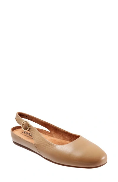 Shop Softwalkr Sandy Slingback Flat Sandal In Beige Nappa Leather