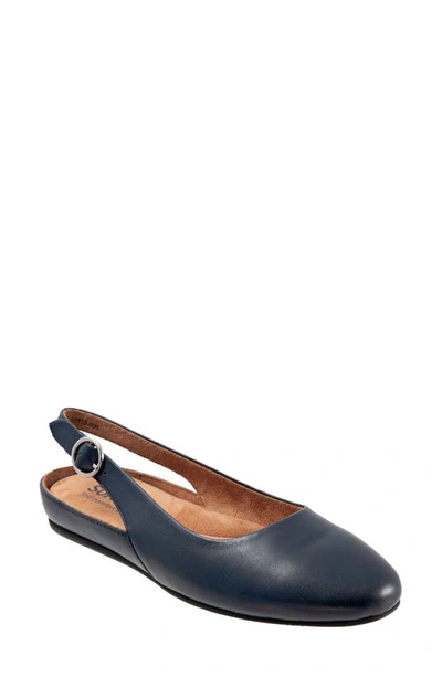 Shop Softwalkr Sandy Slingback Flat Sandal In Navy Nappa Leather