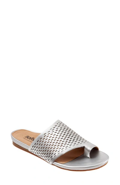 Shop Softwalkr Corsica Ii Slide Sandal In Silver Nappa Leather