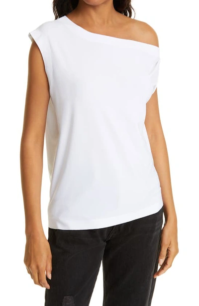 Shop Norma Kamali One-shoulder Top In White