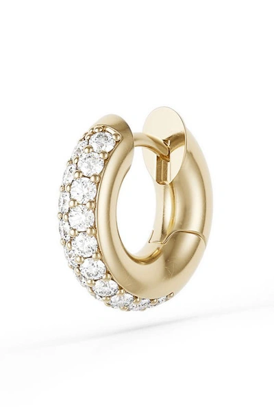 Shop Spinelli Kilcollin Mini Macro Pave Diamond Single Huggie Hoop Earring In 18k Yg/dia