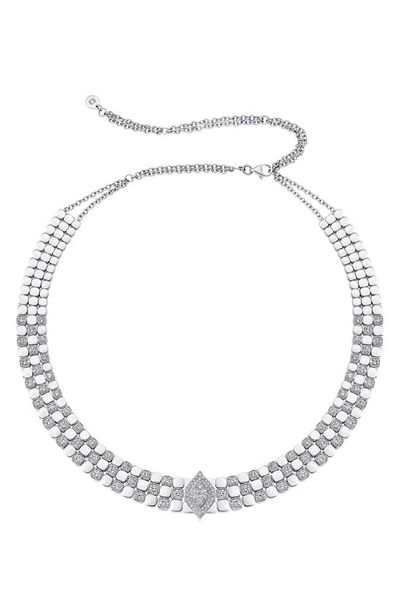 Shop Sara Weinstock Isadora Three-row Choker Necklace In White Gold