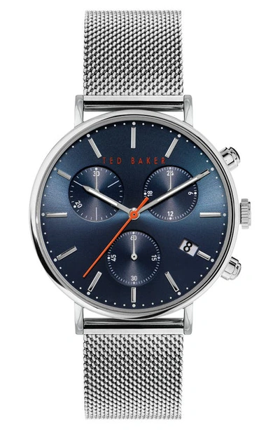 Shop Ted Baker Mimosaa Chronograph Mesh Strap Watch, 41mm In Blue