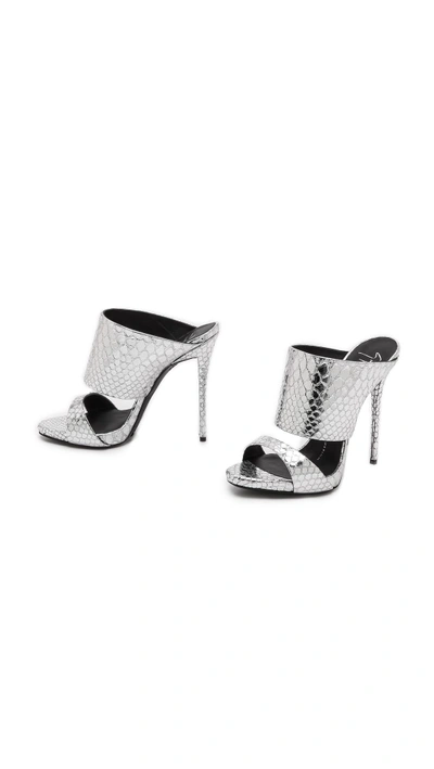 Shop Giuseppe Zanotti Silver Snake Sandals