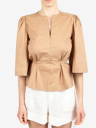 Shop Liviana Conti 3/4 Sleeves Blouse In Beige