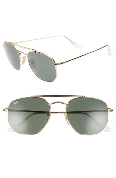 Shop Ray Ban Marshal 54mm Aviator Sunglasses In Gold/ Green