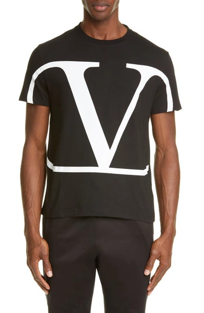 Shop Valentino V-logo T-shirt In Black/ White