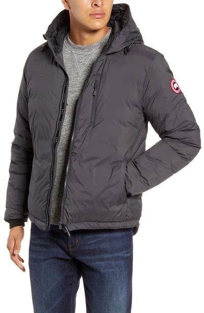 Shop Canada Goose Lodge Packable Windproof 750 Fill Power Down Hooded Jacket In Graphite