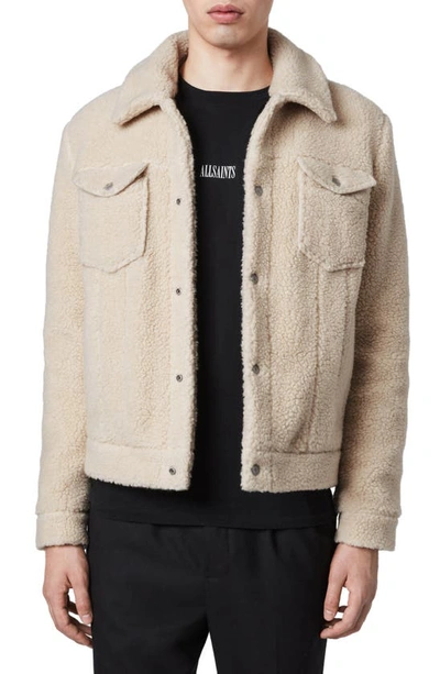 Shop Allsaints Bevin Faux Fur Jacket In Stone White