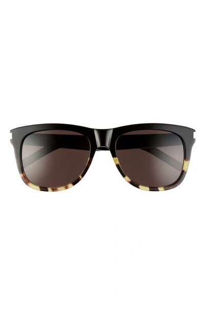 Shop Saint Laurent 57mm Square Sunglasses In Black Yellow Havana/ Black