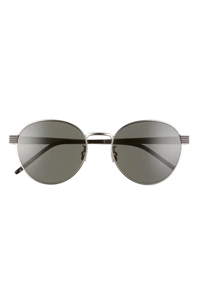 Shop Saint Laurent 55mm Oval Sunglasses In Silver/ Grey