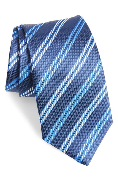 Shop David Donahue Multistripe Silk Tie In Navy