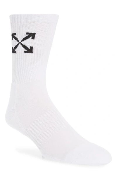 Shop Off-white Arrow Logo Crew Socks In White Black