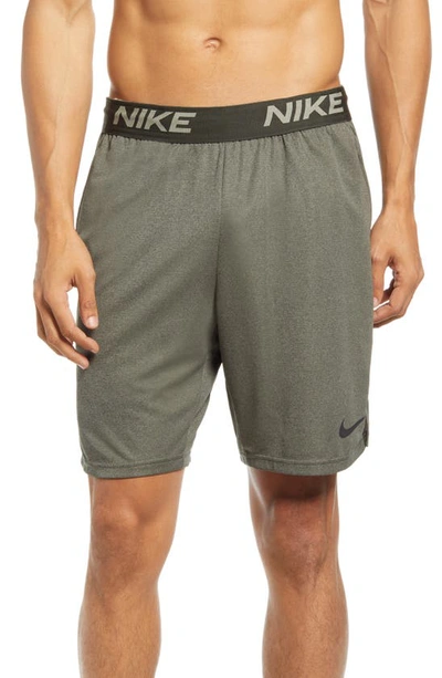 Shop Nike Dri-fit Veneer Training Shorts In Sequoia/ Light Army/ Black
