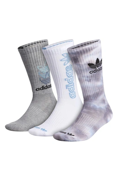 Shop Adidas Originals Assorted 3-pack Colorwash Crew Socks In White/ Grey/ Onix/ Black/ Blue