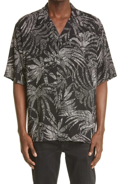 Shop Saint Laurent Palm Short Sleeve Shirt In Noir/