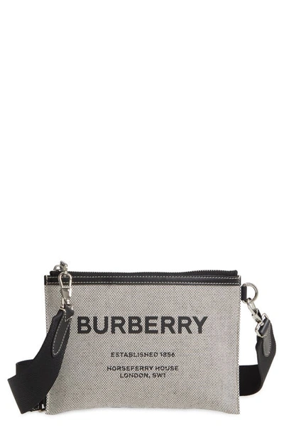 Shop Burberry Callum Horseferry Logo Canvas Crossbody Bag In Black