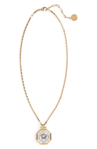Shop Versace Medusa Pendant Necklace In Oro Caldo-palladio