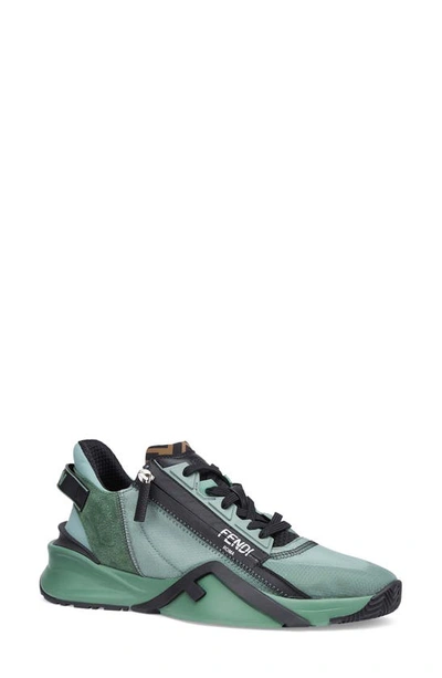 Shop Fendi Flow Logo Low Top Sneaker In Green