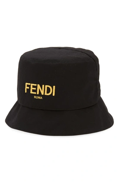 Shop Fendi Logo Convertible Bucket Hat In Black