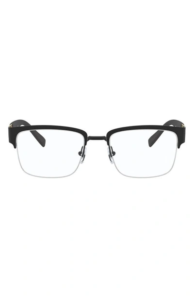 Shop Versace 54mm Rectangle Optical Glasses In Matte Black