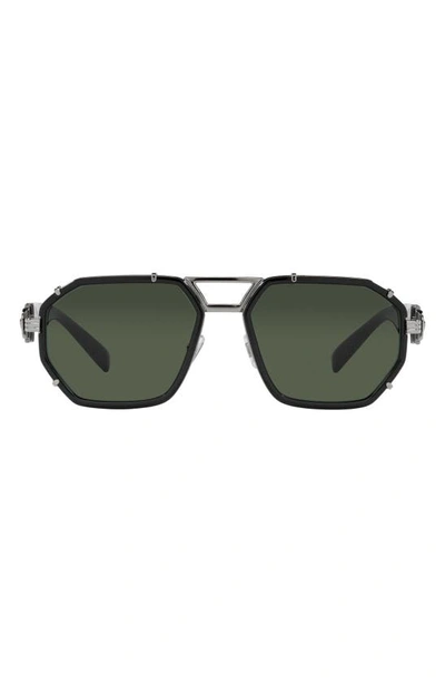 Shop Versace 58mm Aviator Sunglasses In Black