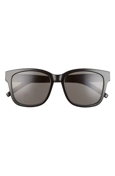 Shop Saint Laurent 54mm Polarized Square Sunglasses In Black/ Grey