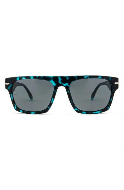 Shop Mita Nile 56mm Rectangular Sunglasses In Matte Blue Demi/ Smoke