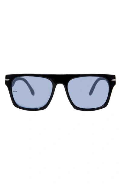 Shop Mita Nile 56mm Rectangular Sunglasses In Shiny Black/ Silver Mirror