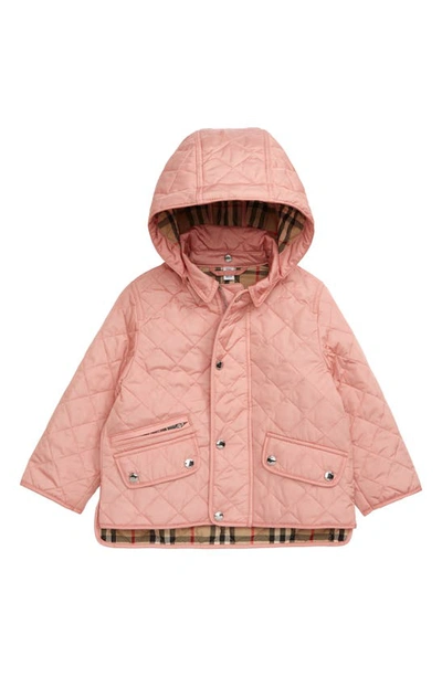 Shop Burberry Lucca Waterproof Quilted Jacket In Dusty Pink