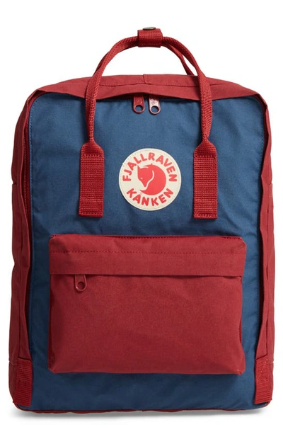 Shop Fjall Raven Kanken Water Resistant Backpack In Royal Blue-ox Red