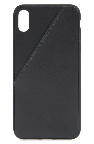 Shop Native Union Click Card Leather Iphone Xs Case In Black