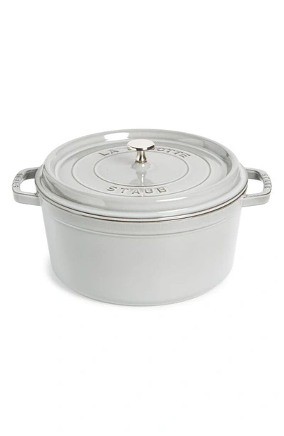 Shop Staub 7-quart Round Enameled Cast Iron Cocotte In Matte White Truffle