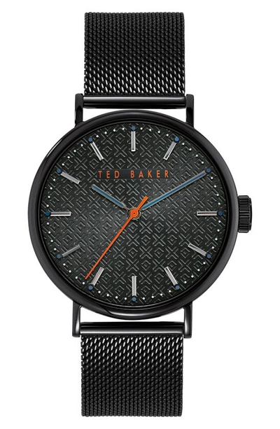 Shop Ted Baker Mimosaa Mesh Strap Watch, 41mm In Black