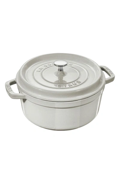 Staub 4-quart Round Enameled Cast Iron Cocotte In White Truffle