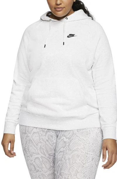 Shop Nike Sportswear Essential Fleece Hoodie In Birch Heather/ Black