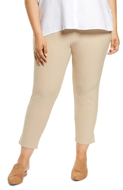 Shop Eileen Fisher Slim Stretch Crepe Pants In Khaki
