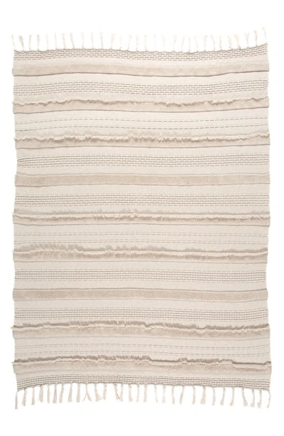 Shop Lorena Canals Fringe Knit Blanket In Dune White