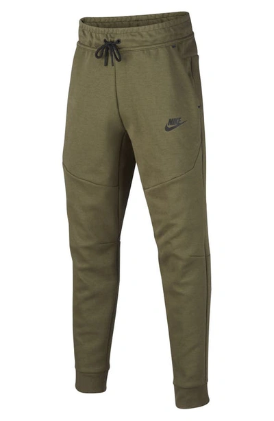 Shop Nike Kids' Tech Fleece Pants In Cargo Khaki/ Black