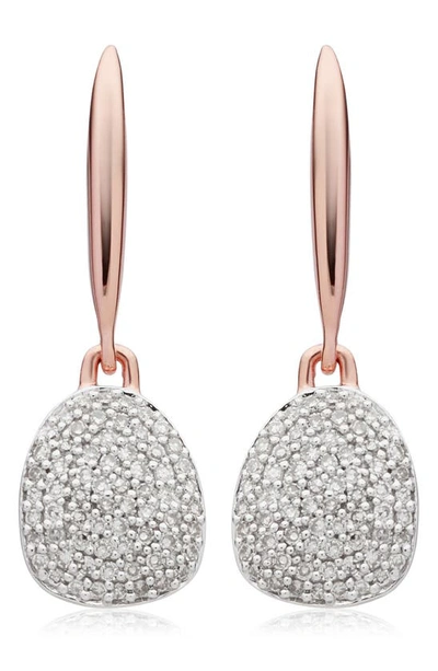 Shop Monica Vinader Nura Small Diamond Pebble Drop Earrings In Rose Gold